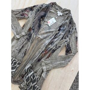 Kamana Womens M Cardigan Duster Mesh Mixed Media Floral‎ Boho Cottagecore Indie